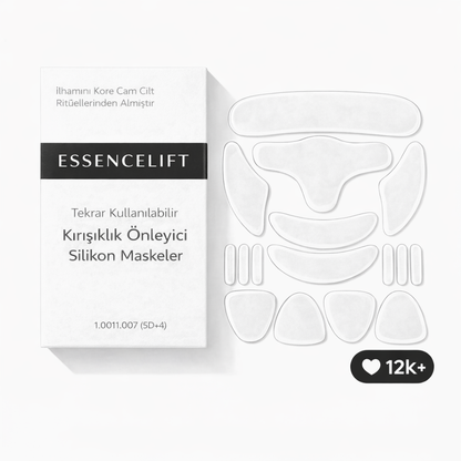 EssenceLift Premium Tekrar Kullanılabilir 16’lı Kırışıklık Karşıtı (Pürüzsüz & Işıltılı Cilt Görünümü) Silikon Maske Seti