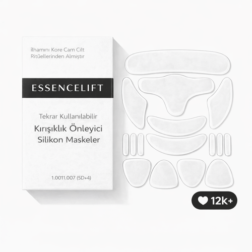 EssenceLift Premium Tekrar Kullanılabilir 16’lı Kırışıklık Karşıtı (Pürüzsüz & Işıltılı Cilt Görünümü) Silikon Maske Seti