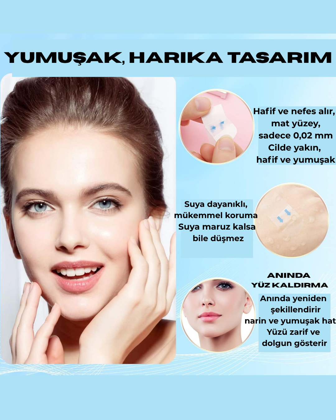 Görünmez Yüz Germe Bandı (40 Adet)